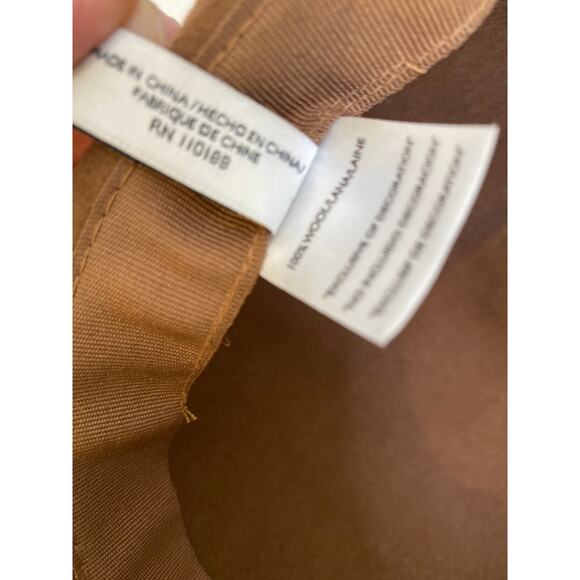 Nine West Tan Wool Floppy Round Hat EUC OS 15” Black Trim Boho Casual Everday main image 6